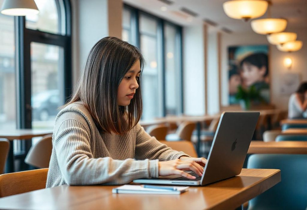 A college student using a mobile VPN on an Android device for secure access to educational resources abroad.